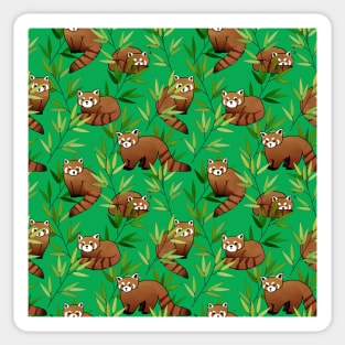 Red Panda & Bamboo Leaves Pattern Sticker